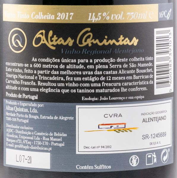 2017 Altas Quintas Colheita tinto