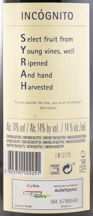 2013 Cortes de Cima Incógnito red