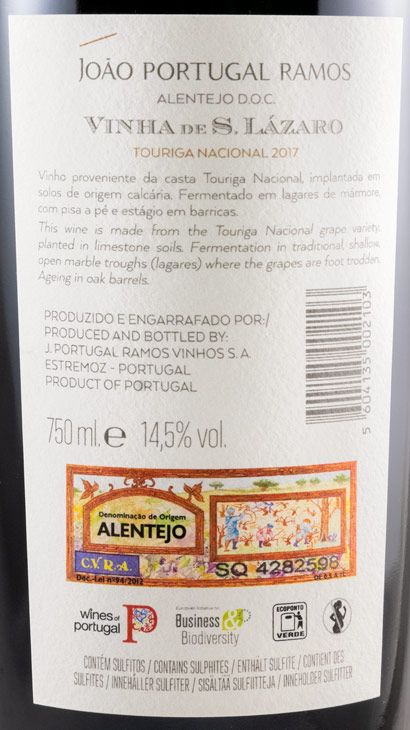 2017 João Portugal Ramos Vinha de S. Lázaro Touriga Nacional red