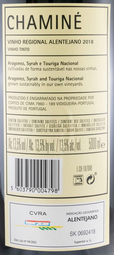 2018 Cortes de Cima Chaminé tinto 1,5L