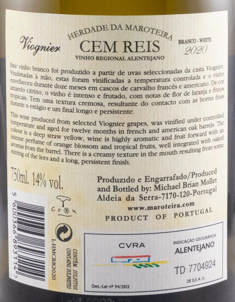2020 Herdade da Maroteira Cem Reis Viognier branco