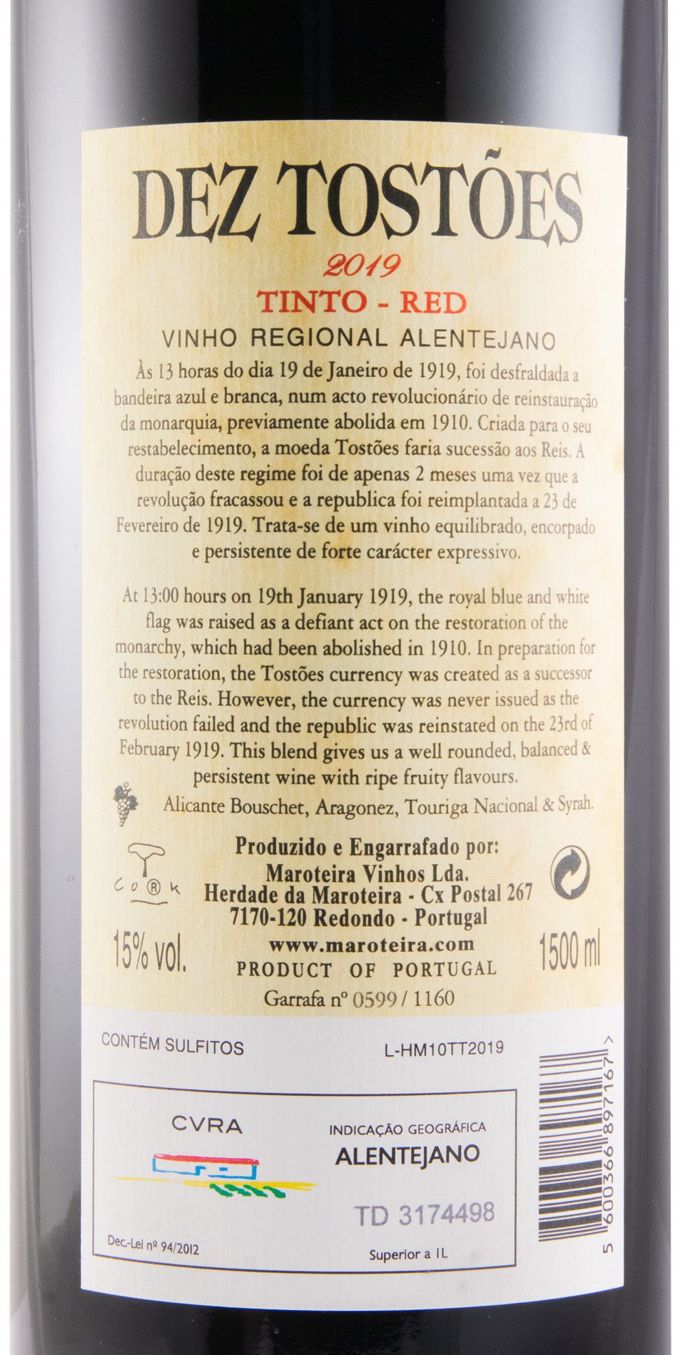 2019 Herdade da Maroteira Dez Tostões red 1.5L