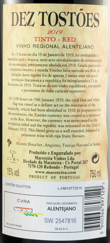 2019 Herdade da Maroteira Dez Tostões tinto