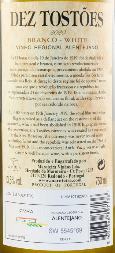 2020 Herdade da Maroteira Dez Tostões white