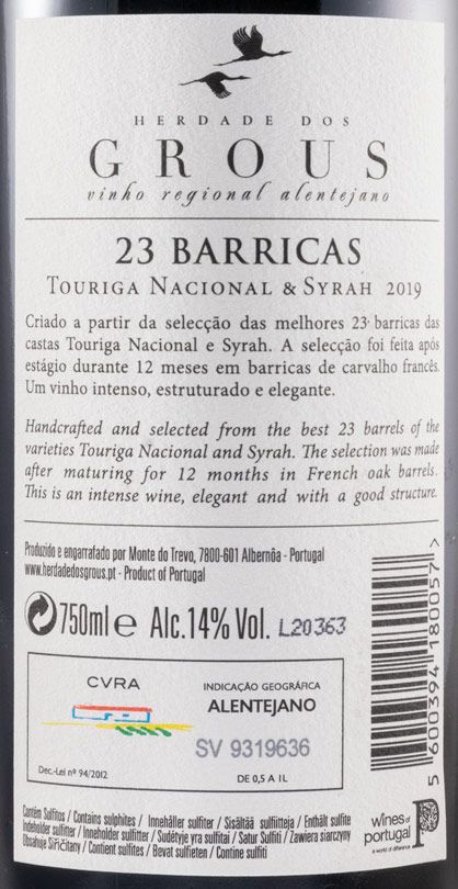2019 Herdade dos Grous 23 Barricas red