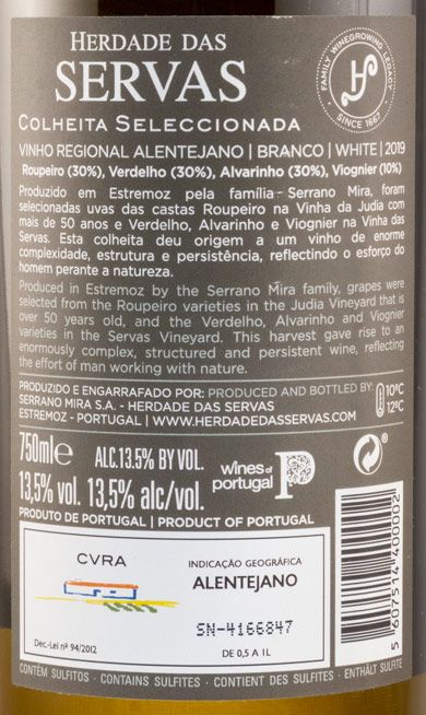 2019 Herdade das Servas Colheita Seleccionada branco