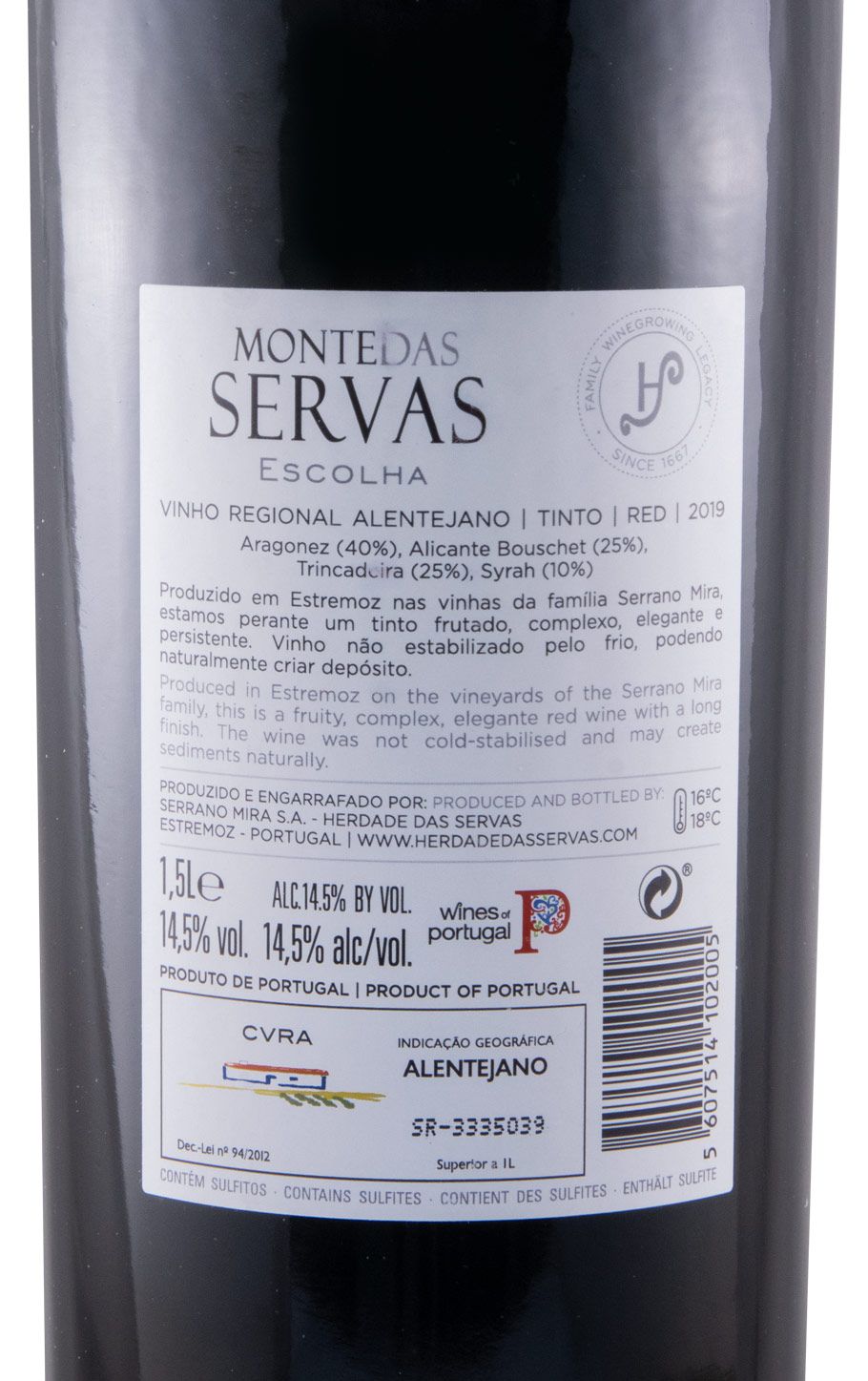 2019 Monte das Servas Escolha tinto 1,5L