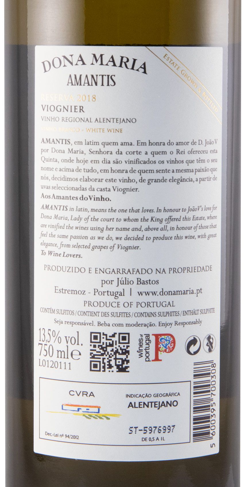 2018 Júlio Bastos Dona Maria Amantis Reserva branco