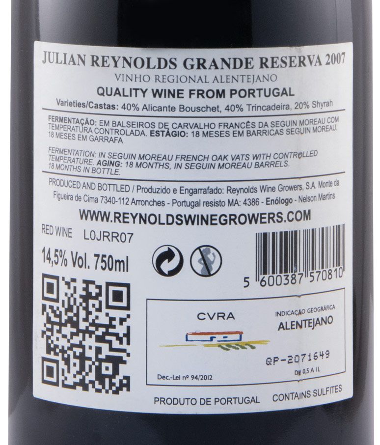 2007 Julian Reynolds Grande Reserva red