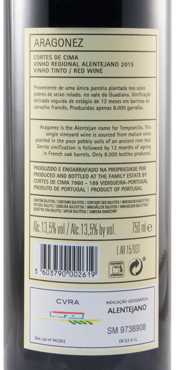 2015 Cortes de Cima Aragonez red