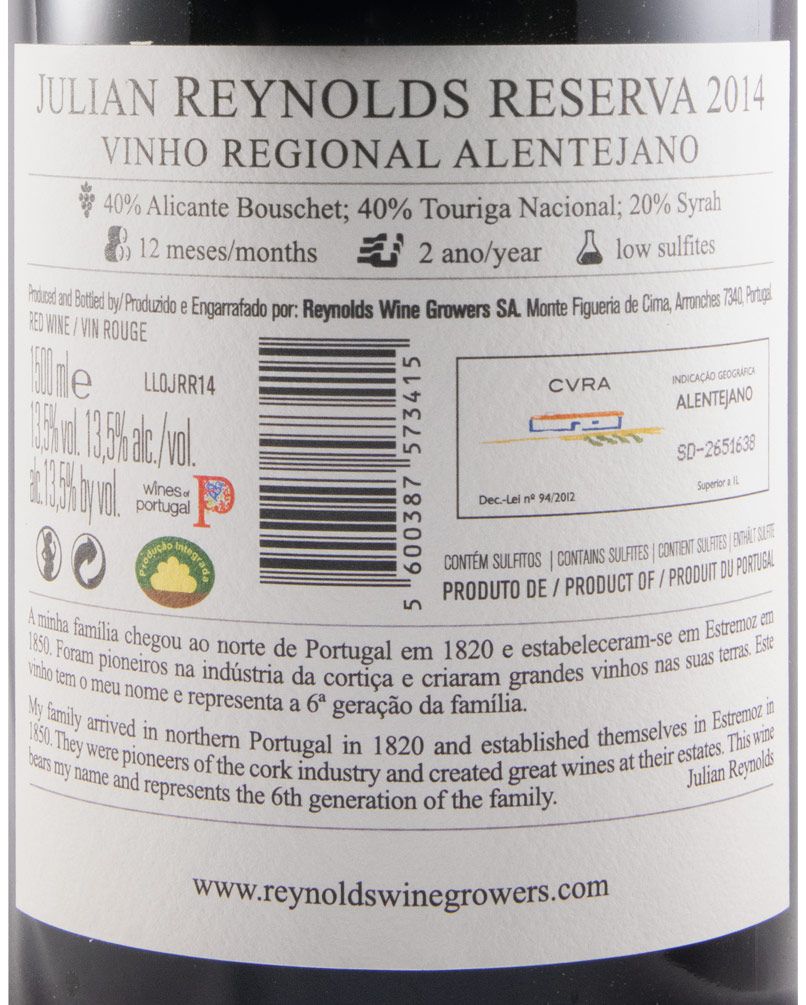 2014 Julian Reynolds Reserva red 1.5L