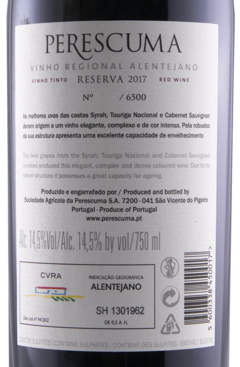 2017 Perescuma N.º 1 Reserva tinto