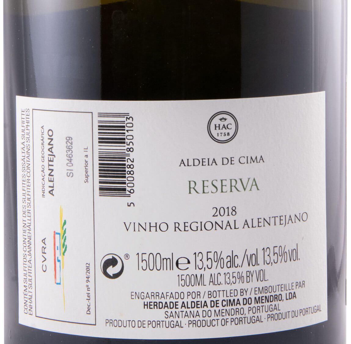 2018 Herdade Aldeia de Cima Reserva branco 1,5L