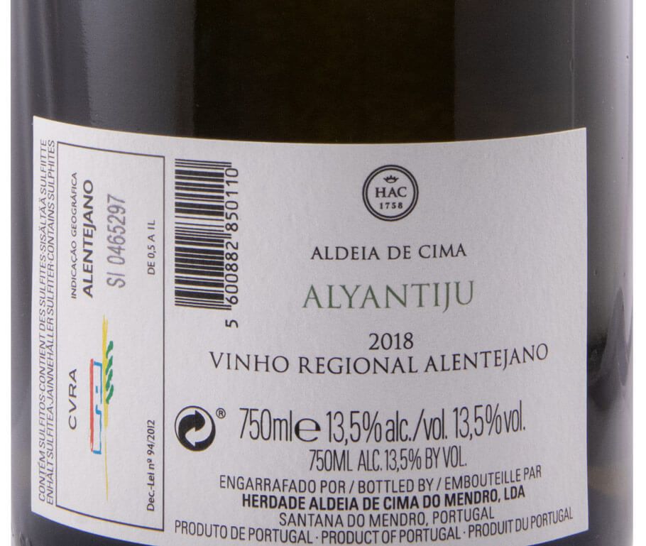 2018 Herdade Aldeia de Cima Alyantiju white