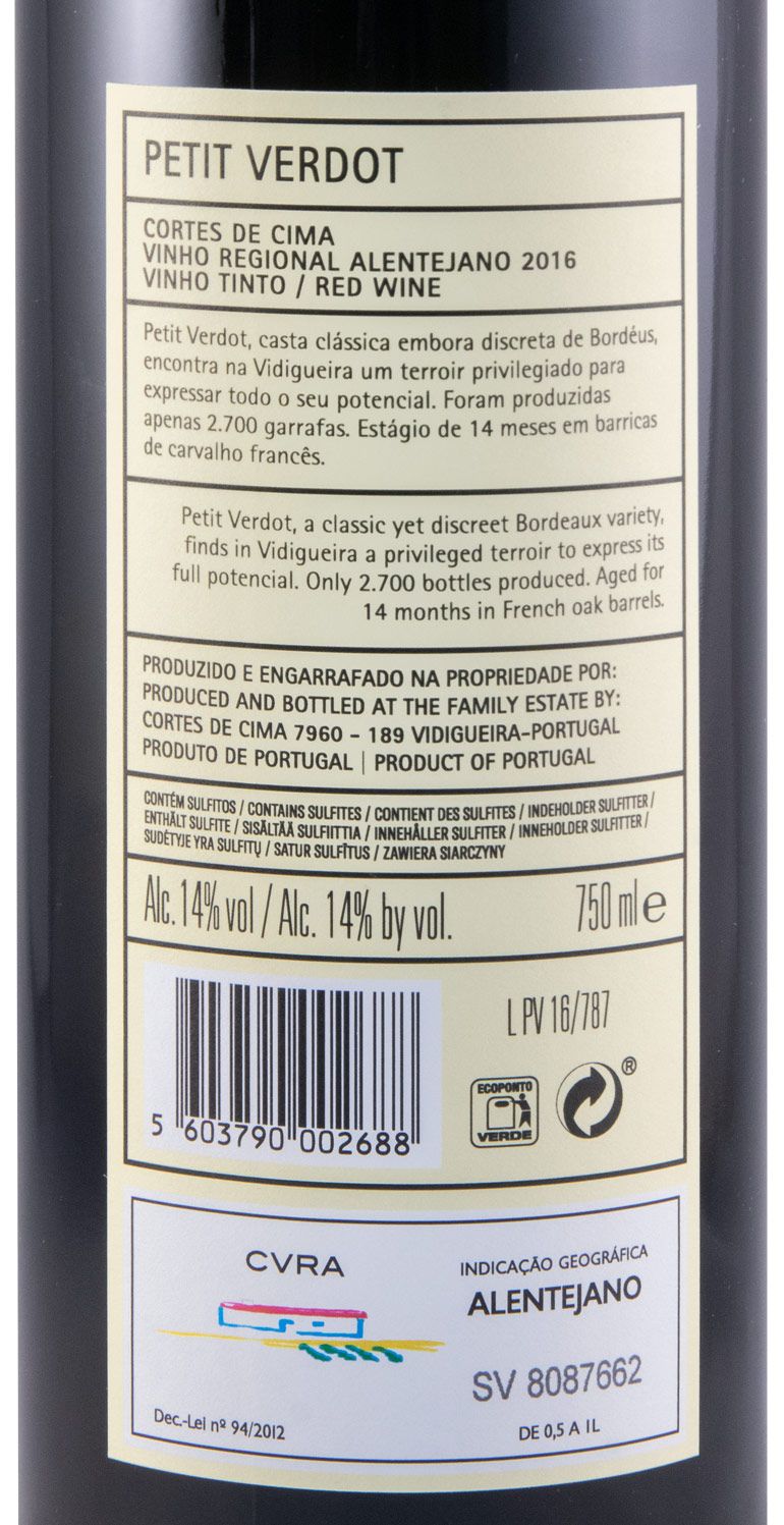 2016 Cortes de Cima Petit Verdot red