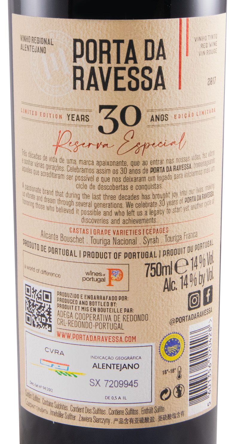 2017 Porta da Ravessa Reserva Especial 30 Anos Edição Limitada tinto