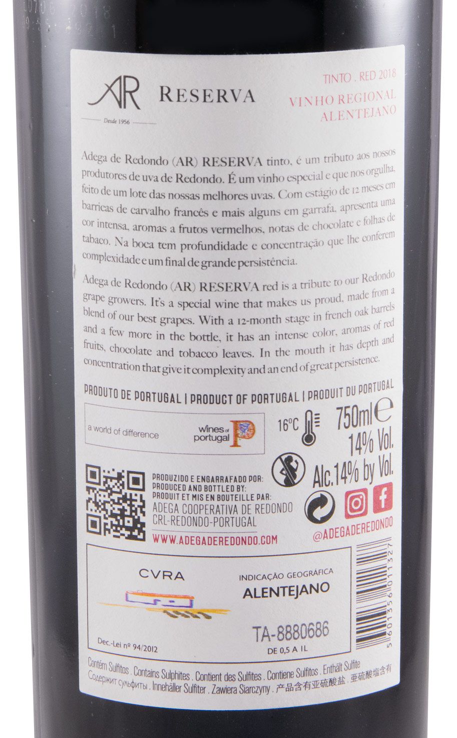 2018 Adega de Redondo AR Reserva red