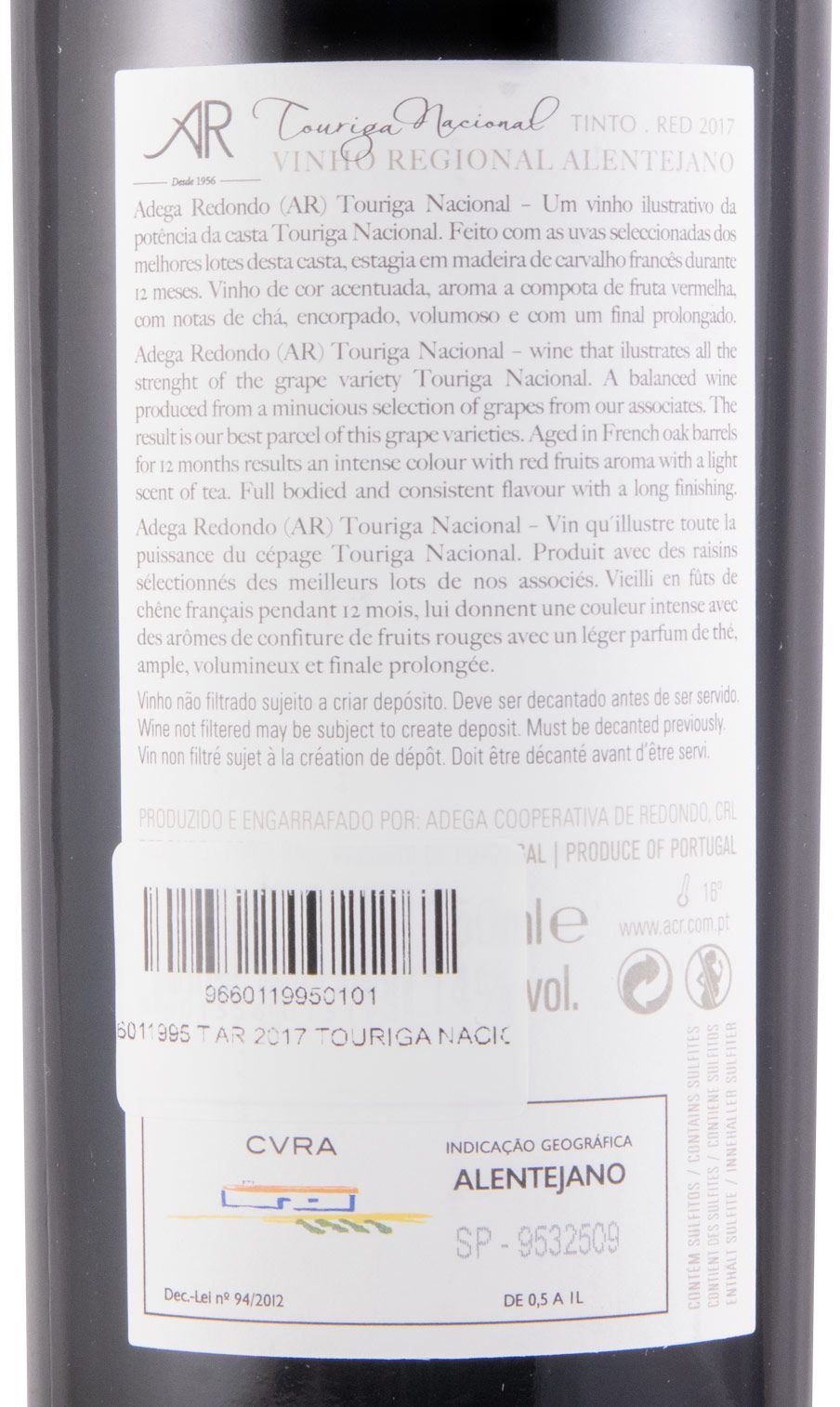 2017 Adega de Redondo AR Touriga Nacional tinto