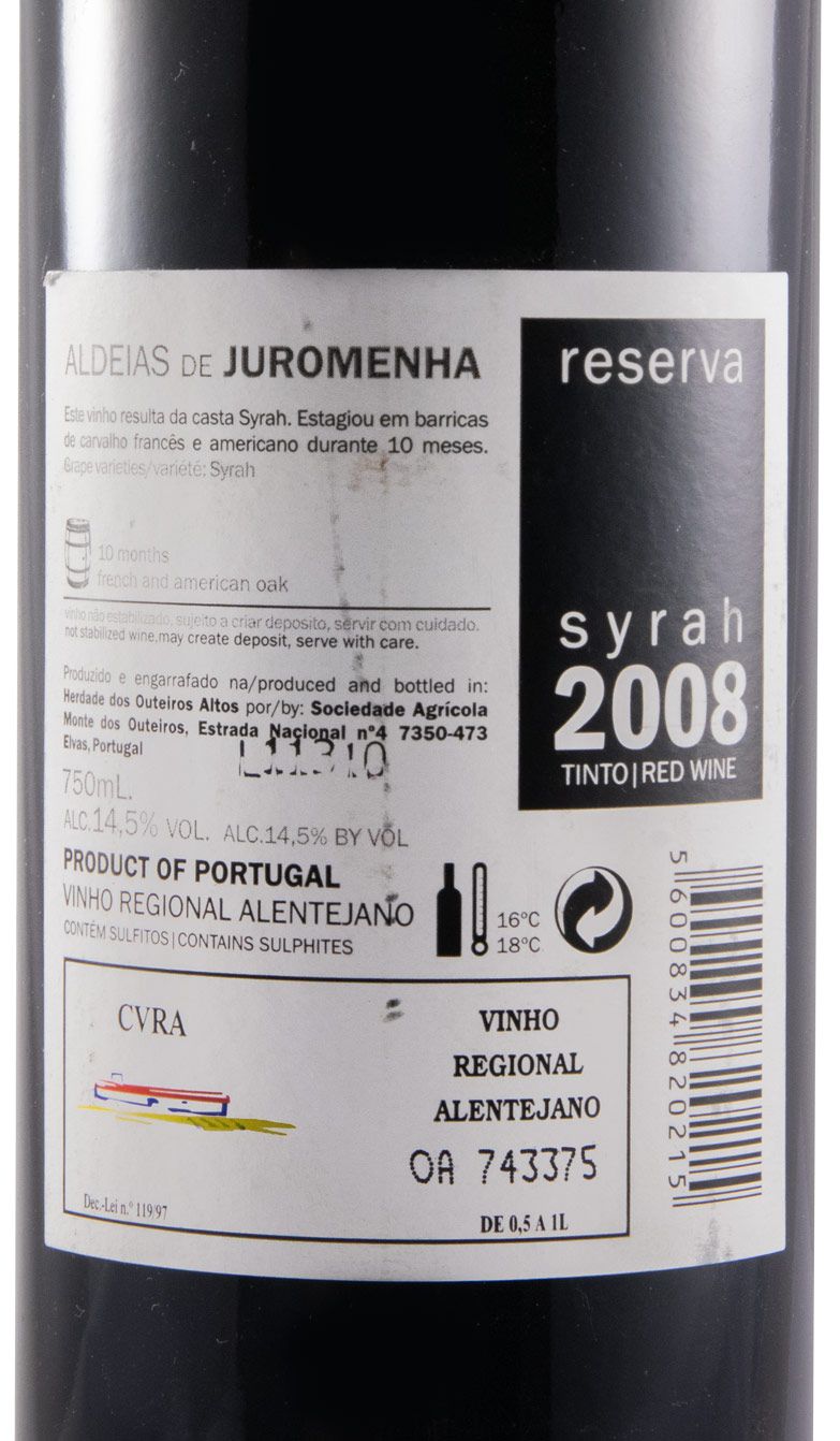 2008 Aldeias de Juromenha Syrah Reserva tinto