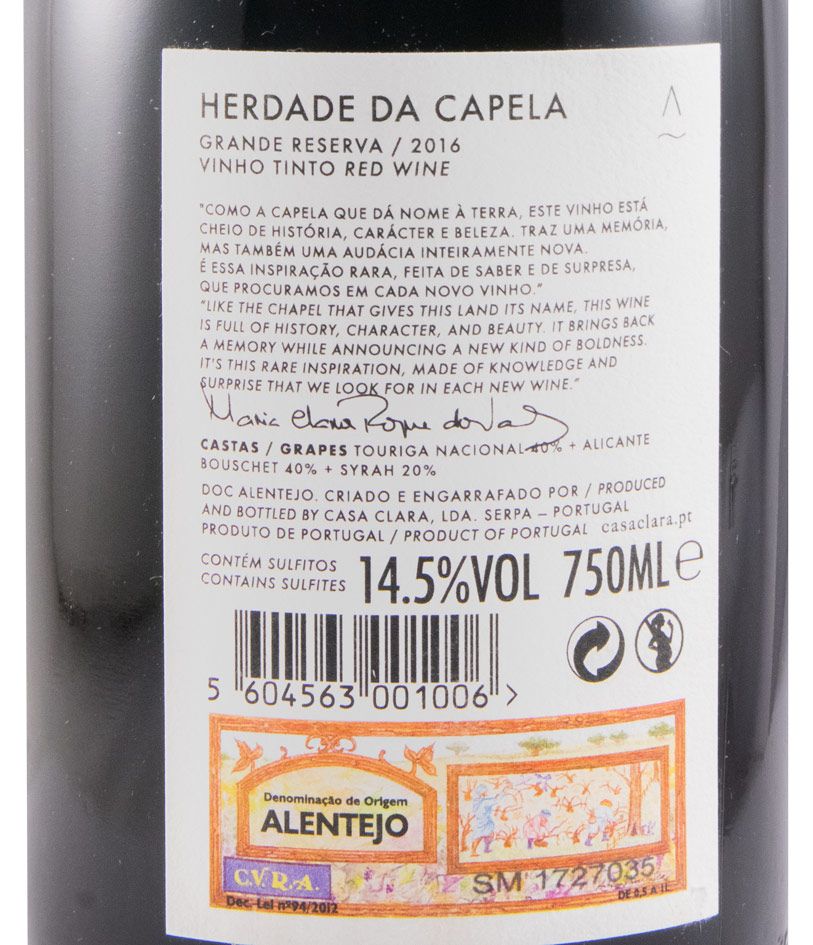 2016 Herdade da Capela Grande Reserva tinto