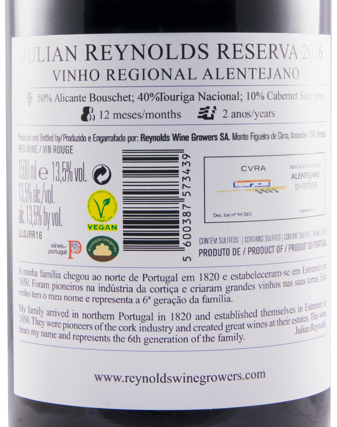 2016 Julian Reynolds Reserva red 1.5L
