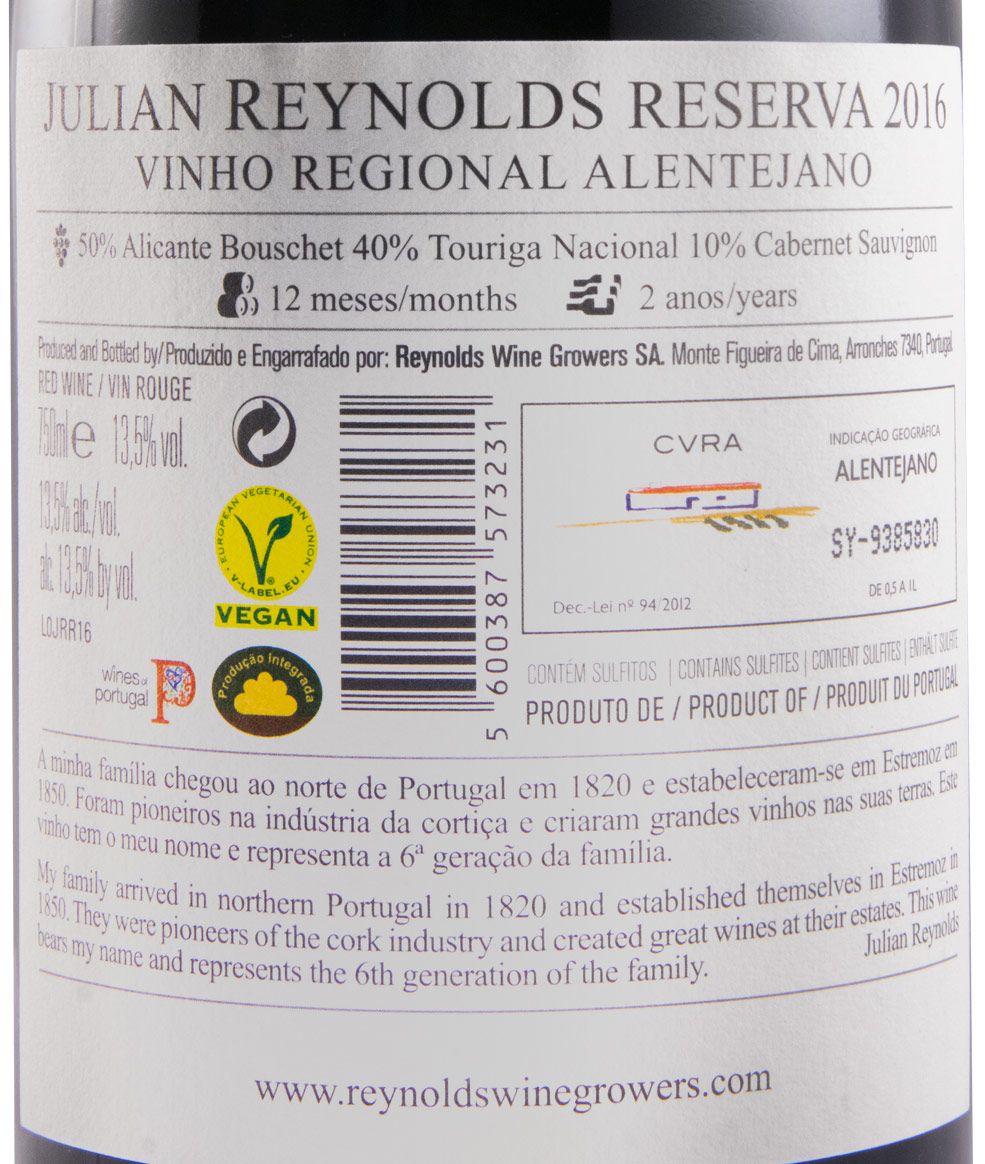 2016 Julian Reynolds Reserva red