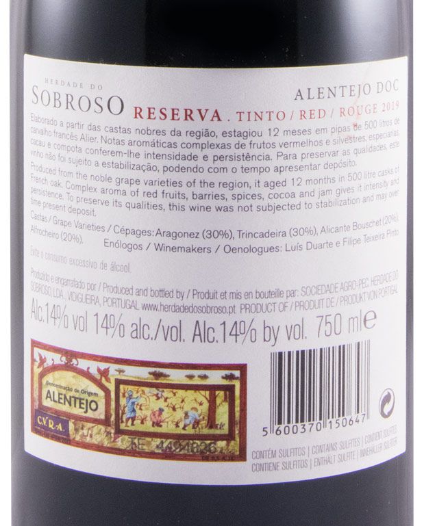 2019 Herdade do Sobroso Reserva tinto