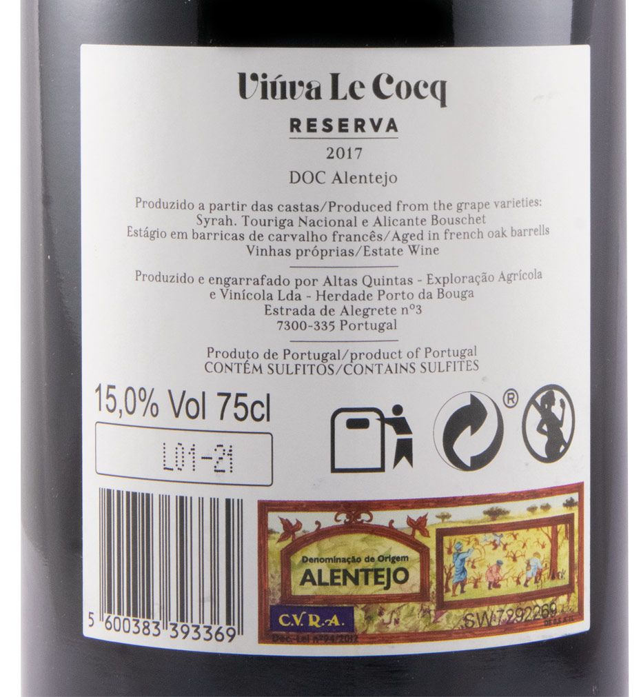 2017 Altas Quintas Viúva Le Cocq Reserva red