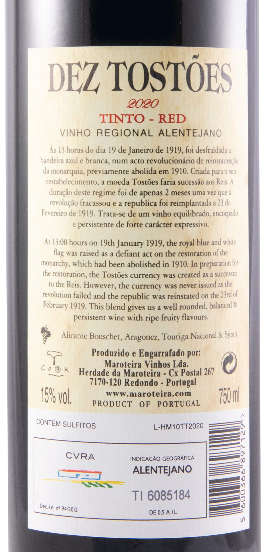 2020 Herdade da Maroteira Dez Tostões tinto