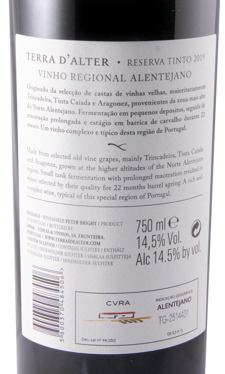 2019 Terras D'Alter Reserva tinto