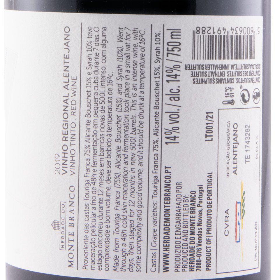 2019 Herdade do Monte Branco Limited Edition red