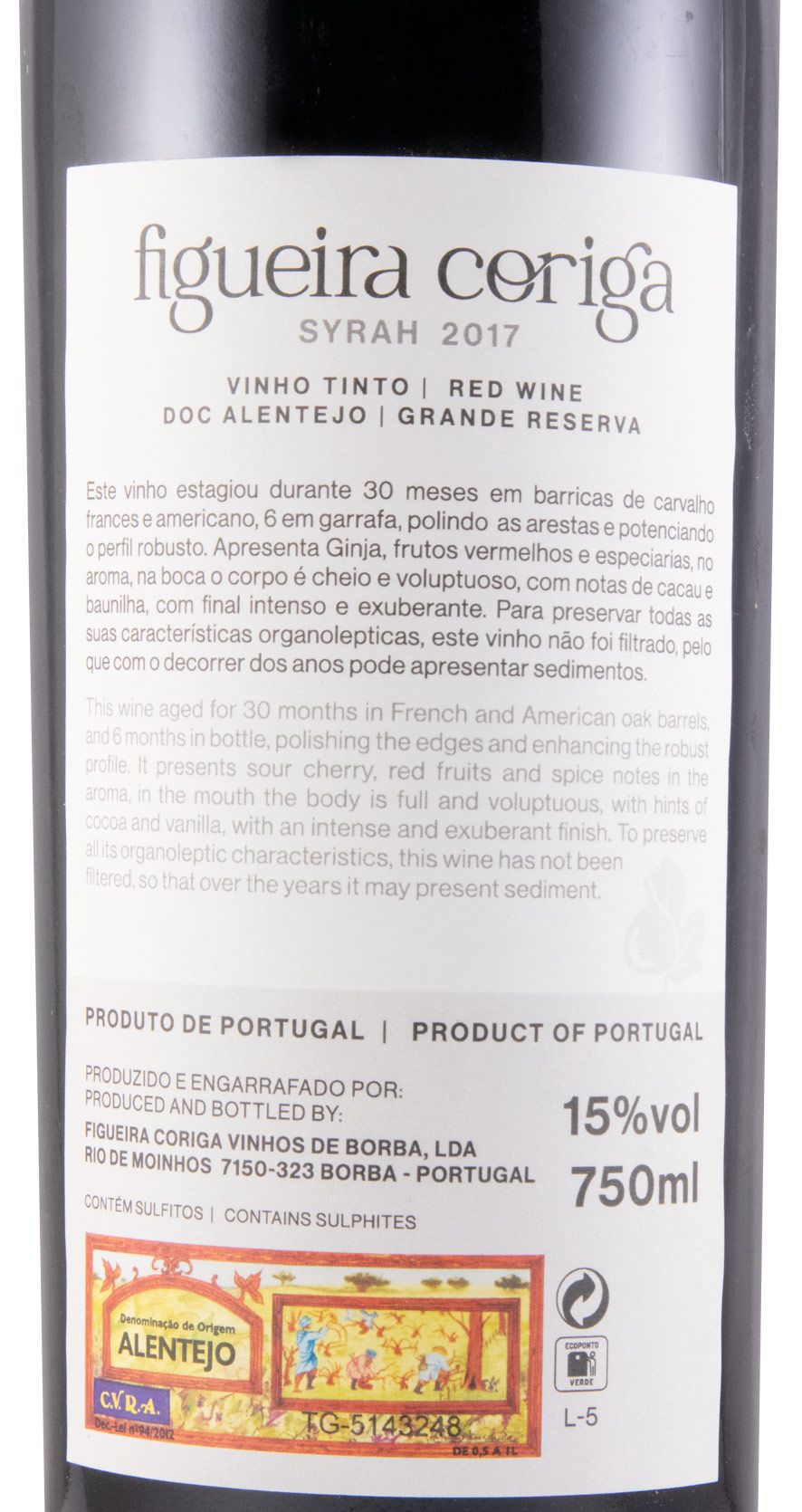2017 Figueira Coriga Syrah Grande Reserva red