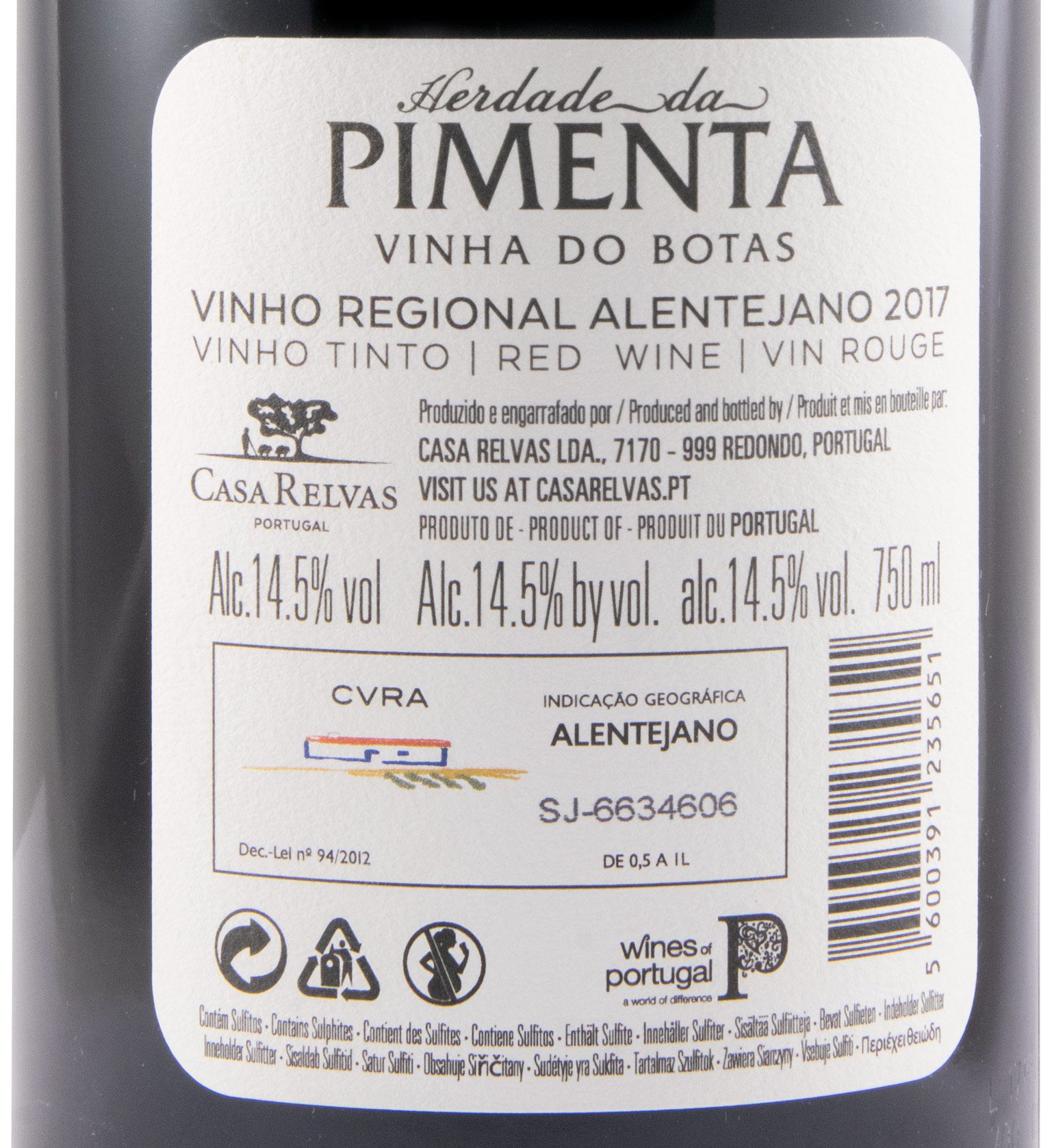 2017 Herdade da Pimenta Vinha do Botas red