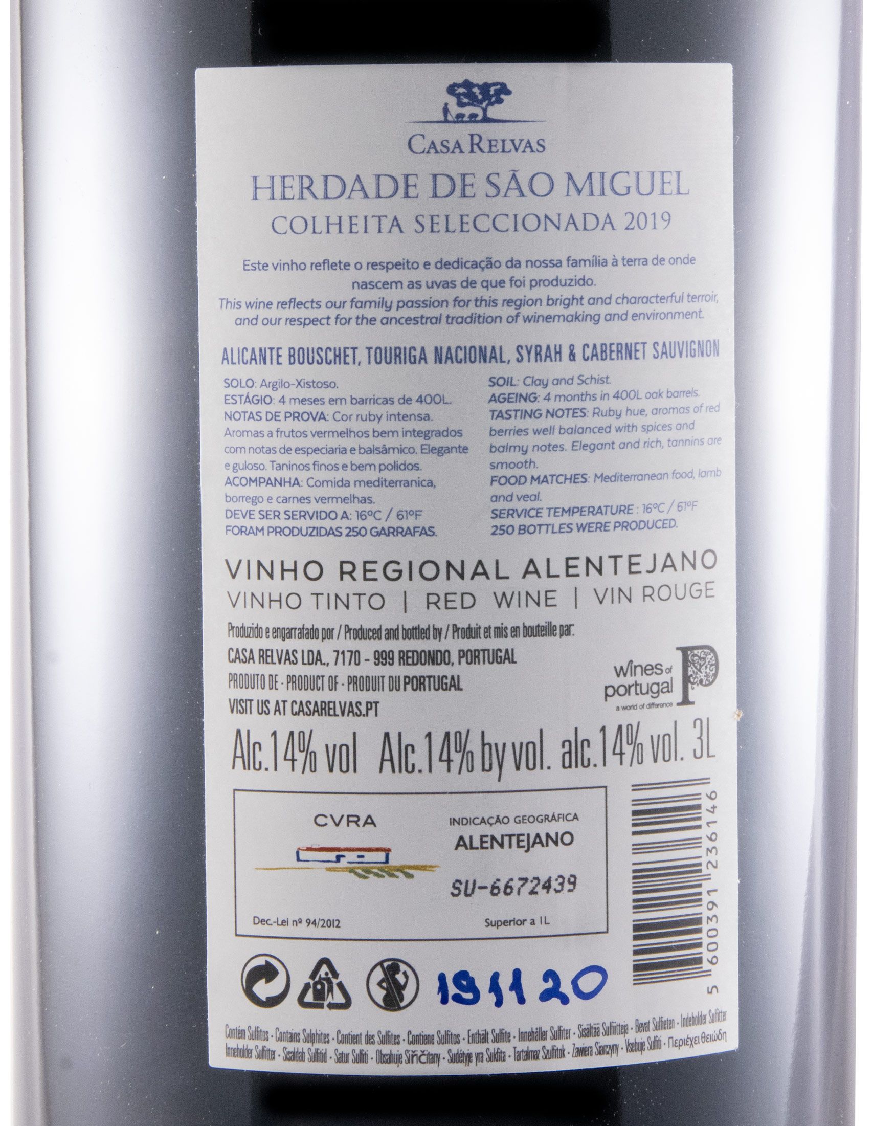 2019 Herdade de São Miguel Colheita Seleccionada red 3L