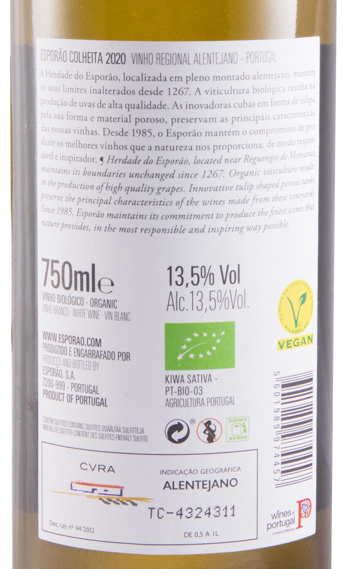 2020 Esporão Colheita biológico branco