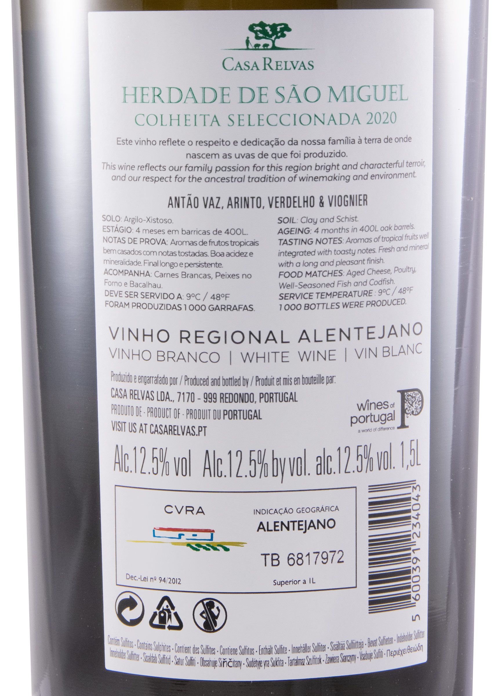 2020 Herdade de São Miguel Colheita Seleccionada white 1.5L