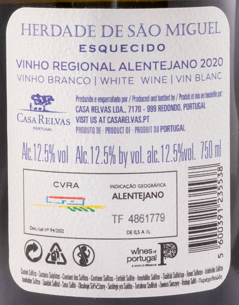 2020 Herdade de São Miguel Esquecido branco
