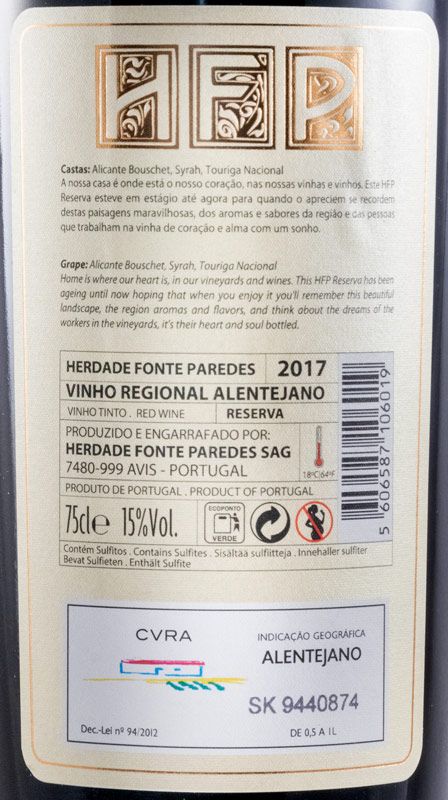 2017 Herdade Fonte Paredes Reserva tinto