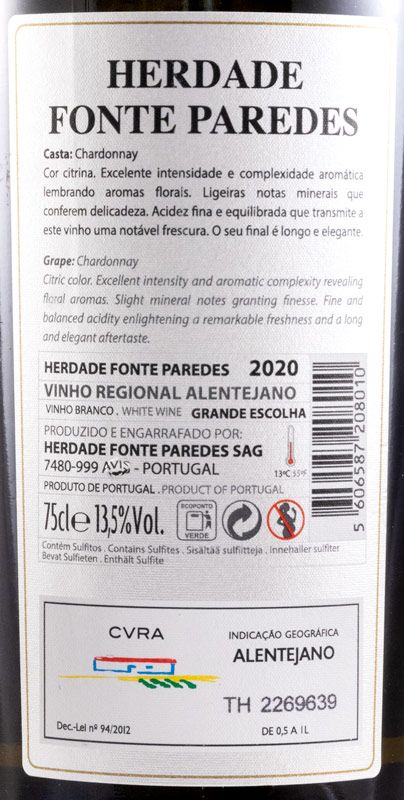 2020 Herdade Fonte Paredes Chardonnay Grande Escolha white