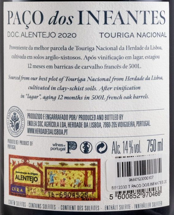 2020 Herdade da Lisboa Paço dos Infantes Touriga Nacional tinto