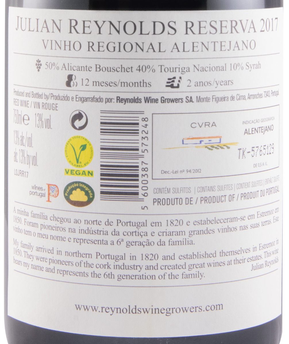 2017 Julian Reynolds Reserva tinto