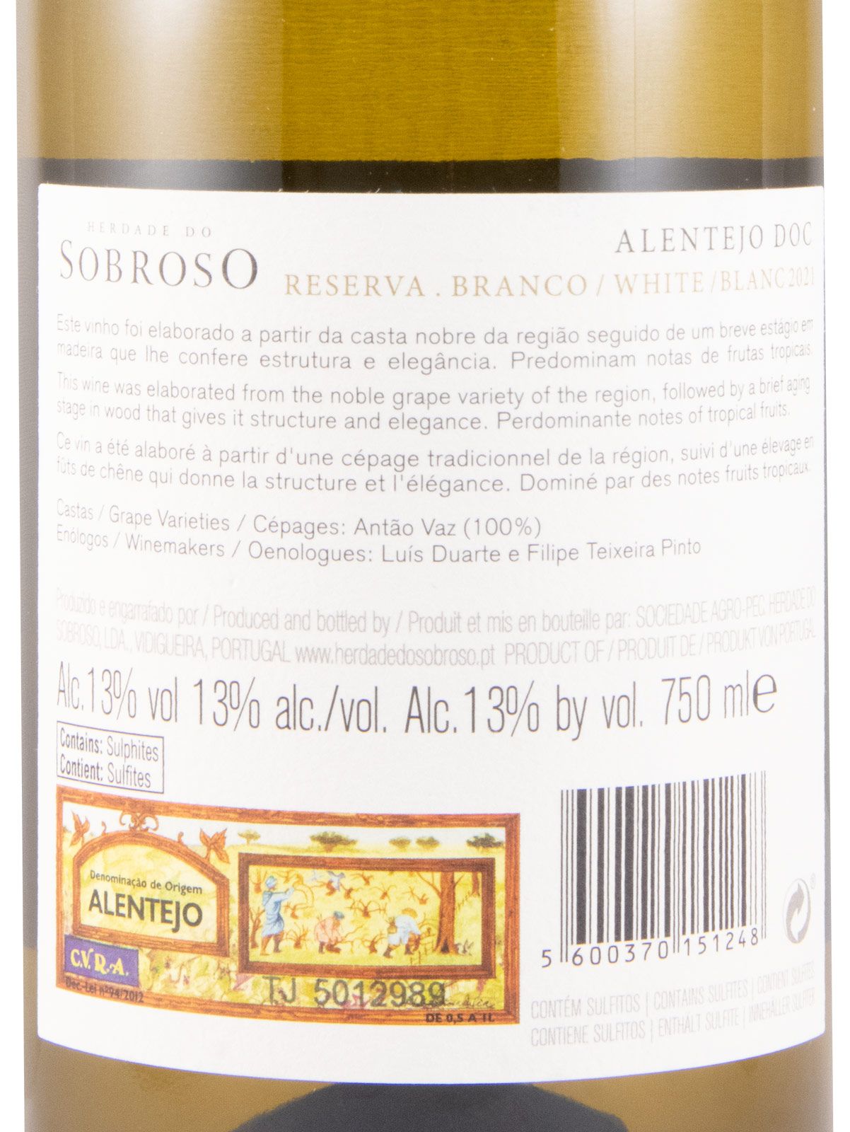 2021 Herdade do Sobroso Reserva branco