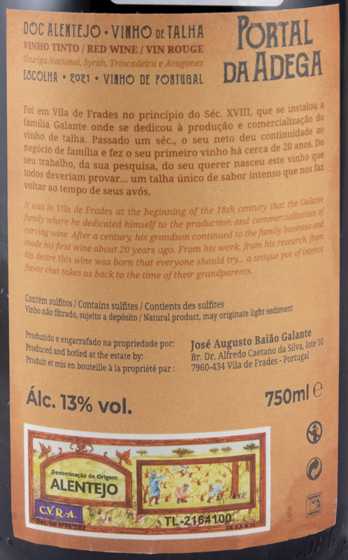 2021 Portal da Adega Vinho de Talha red