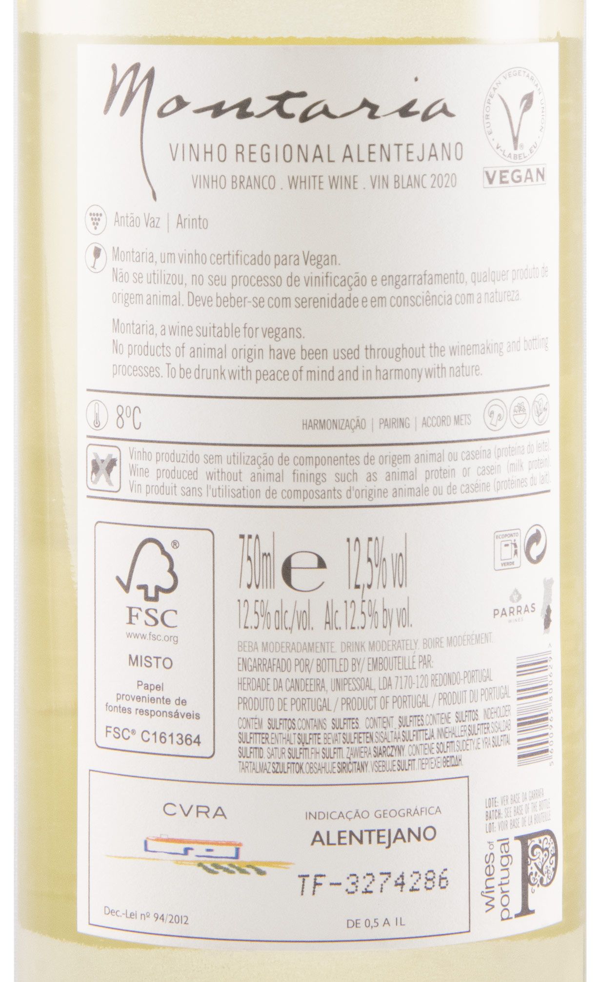 2020 Herdade da Candeeira Montaria Vegan white