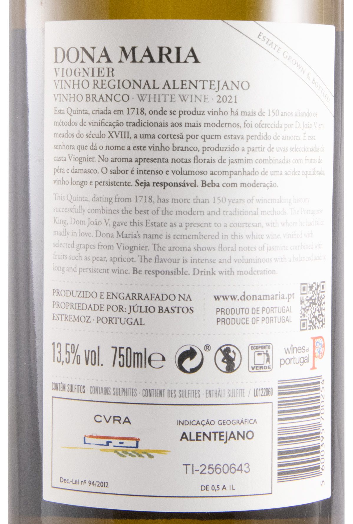 2021 Júlio Bastos Dona Maria Viognier white