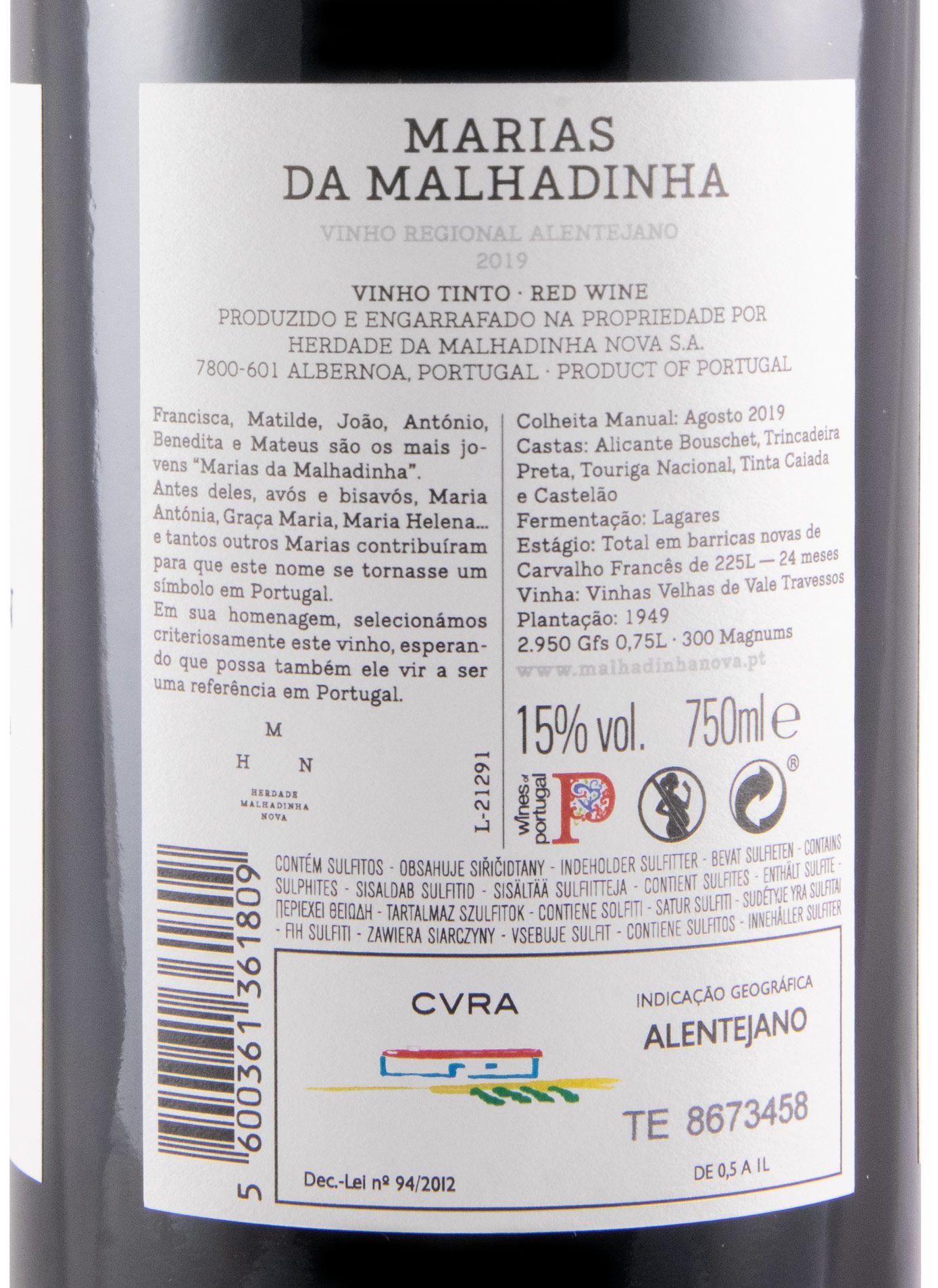 2019 Marias da Malhadinha Vinhas Velhas red