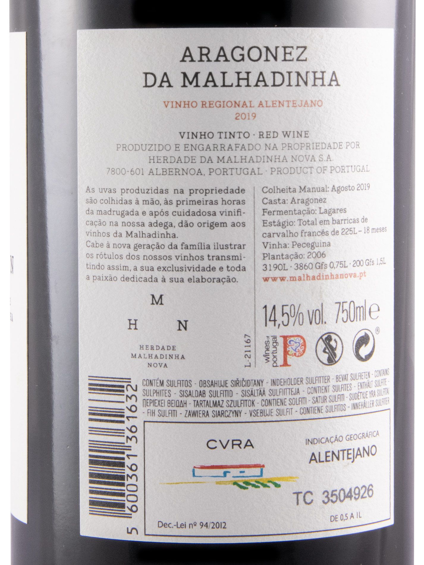 2019 Aragonês da Malhadinha Vinha da Peceguina red