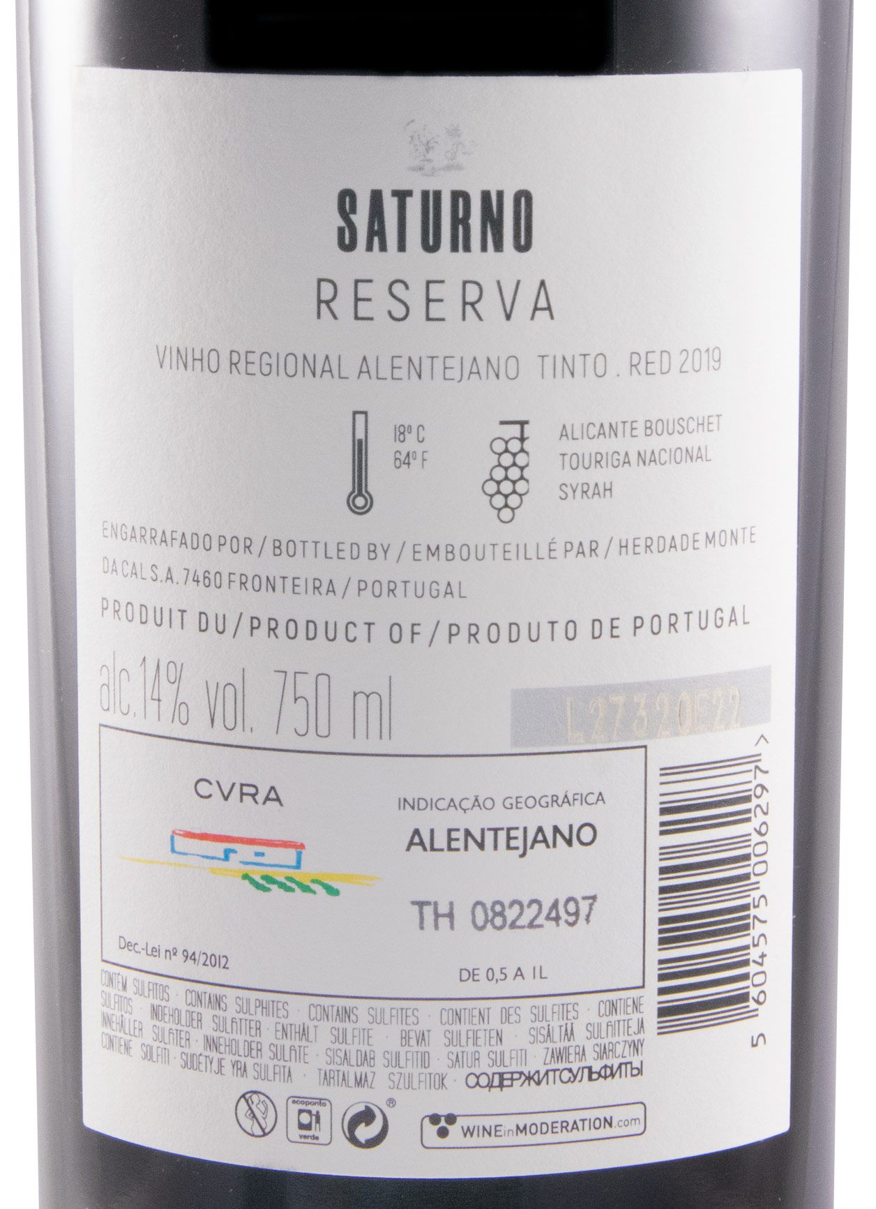 2019 Saturno Reserva tinto