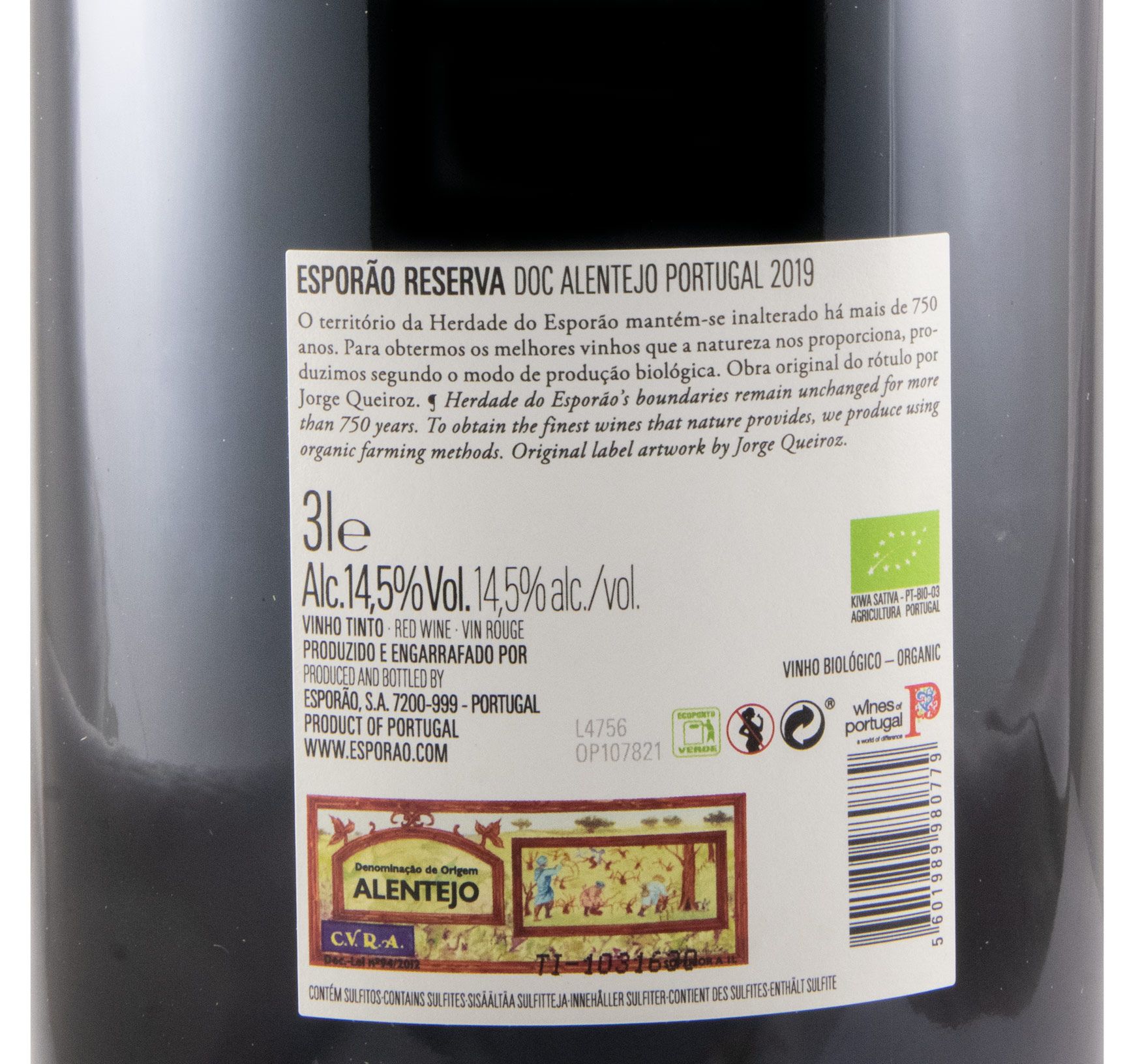 2019 Esporão Reserva organic red 3L