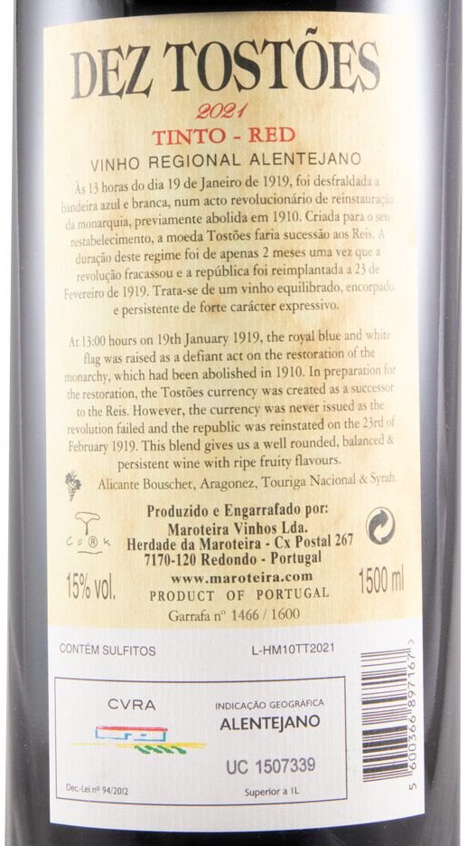 2021 Herdade da Maroteira Dez Tostões tinto 1,5L